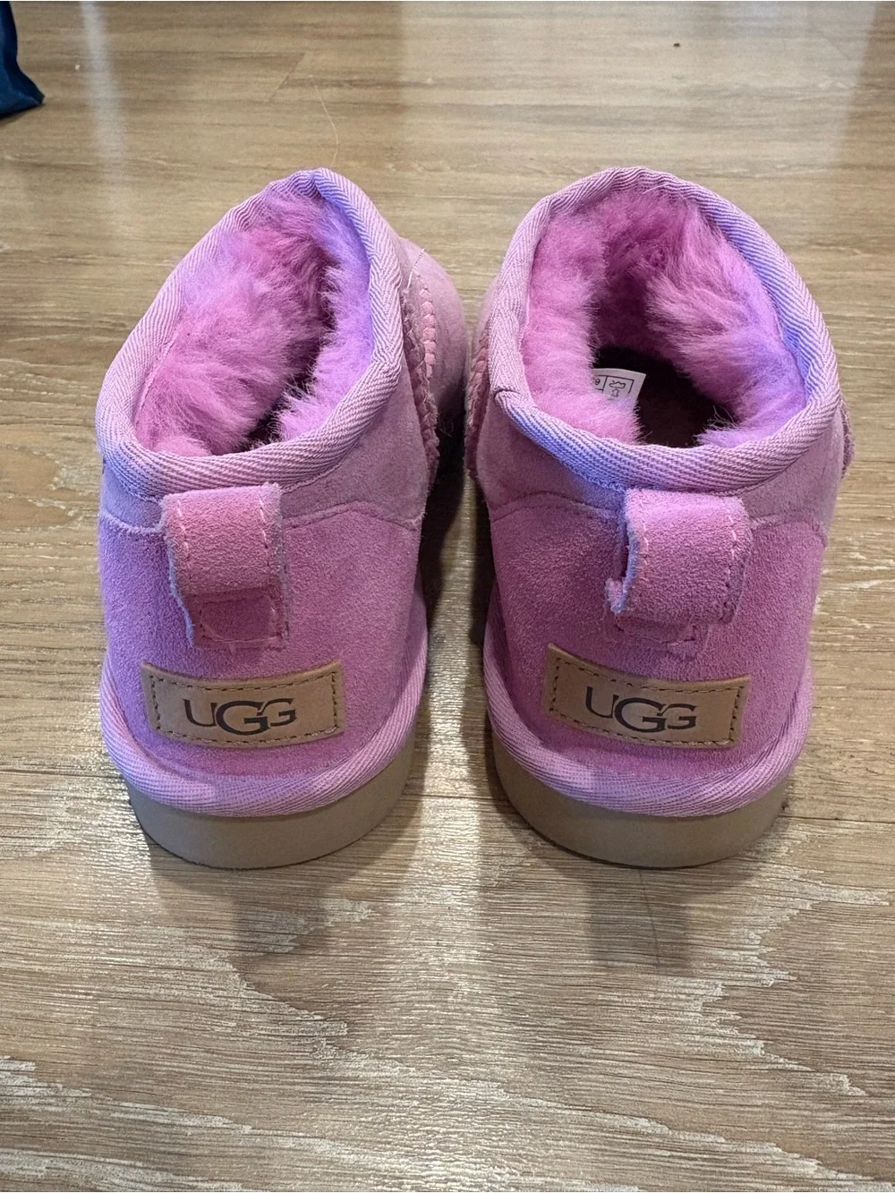 UGG Pink Suede Sheepskin Ankle Booties